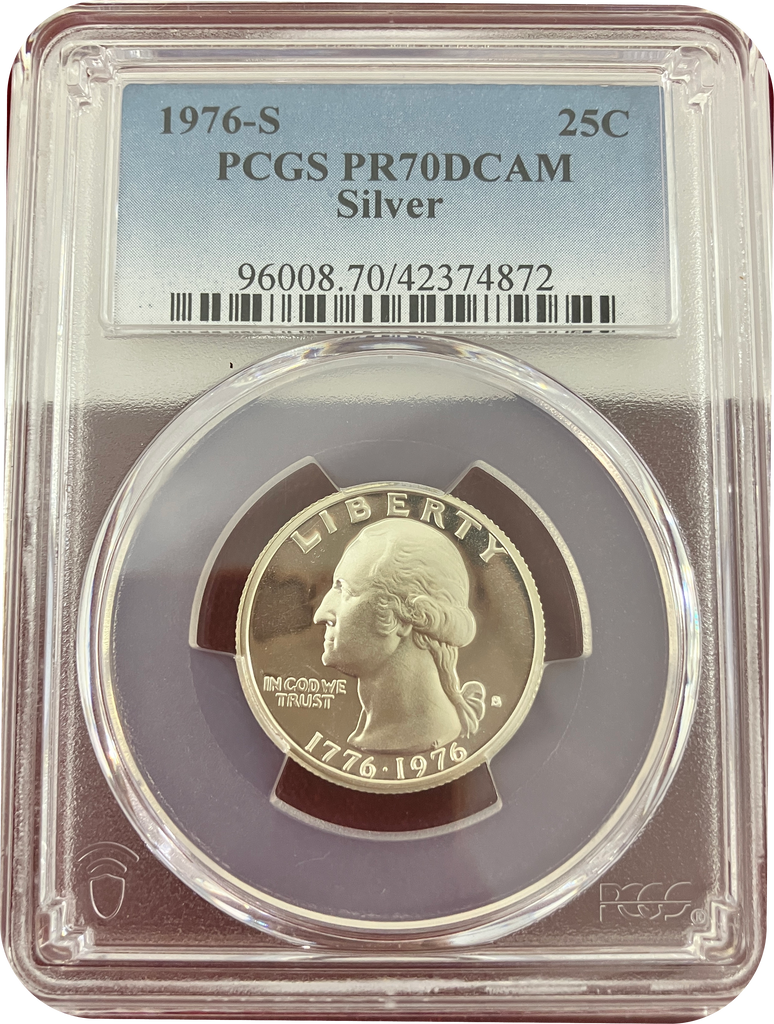 1976年S アメリカ ワシントン 25セント銀貨  PCGS PR70DCAM