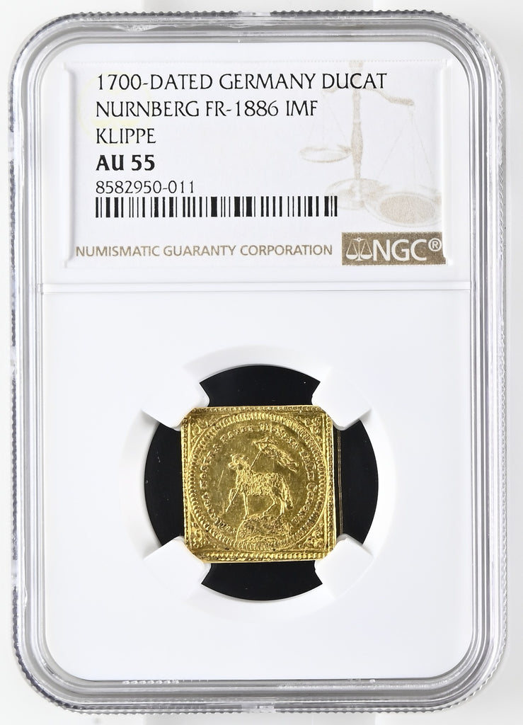 1700年 ドイツ ニュルンベルク ラムダカット 1ダカット金貨 クリッペ NGC AU55
