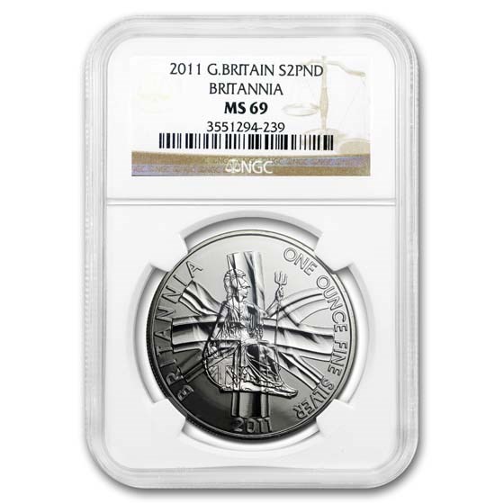 2011 1 oz Silver Britannia MS-69 NGC