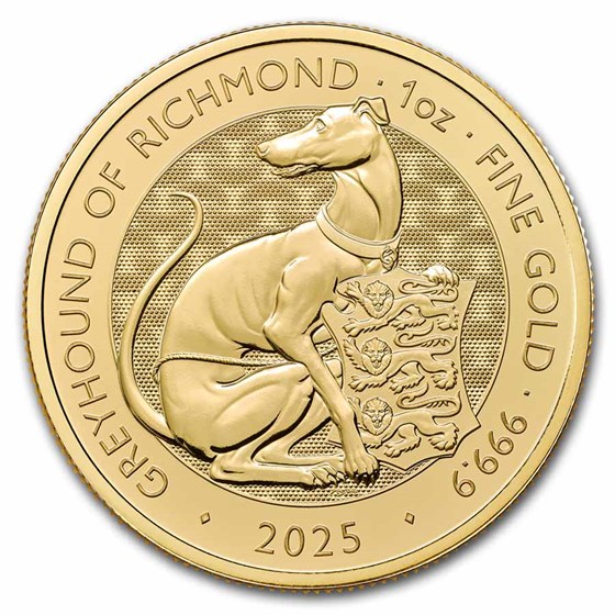 2025 GB 1 oz Gold The Royal Tudor Beasts Greyhound of Richmond BU