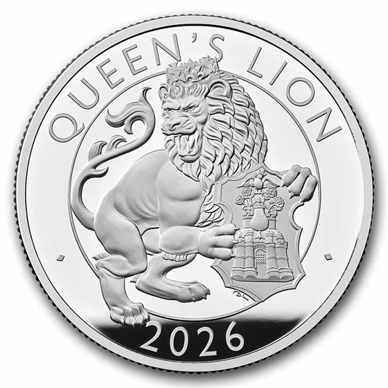 2026 GB 2 oz Silver Royal Tudor Beasts Queen's Lion Prf (Box/COA)