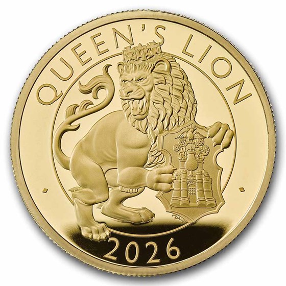 2026 GB Royal Tudor Beasts Queen's Lion 1 oz Gold Pf (Box/COA)