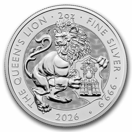 2026 GB 2 oz Silver Royal Tudor Beasts Queen's Lion BU