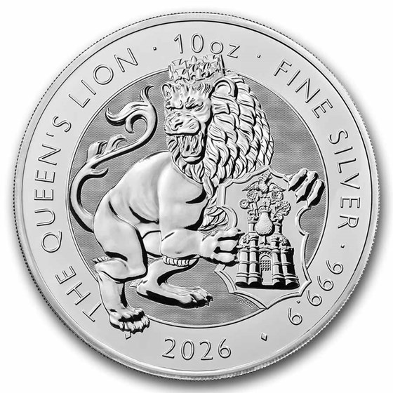 2026 GB 10 oz Silver Royal Tudor Beasts Queen's Lion BU