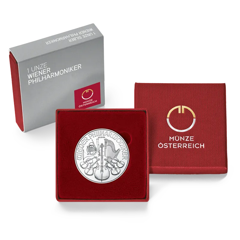 1 Ounce Silver Vienna Philharmonic Coin plus Case