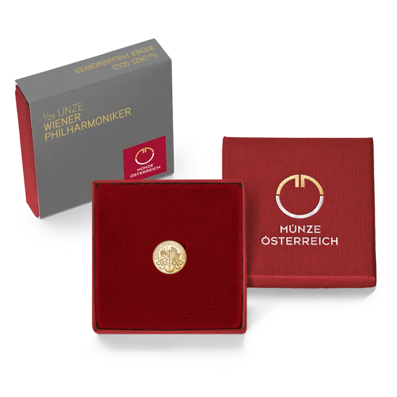 1/25 Ounce Gold Vienna Philharmonic Coin plus Case