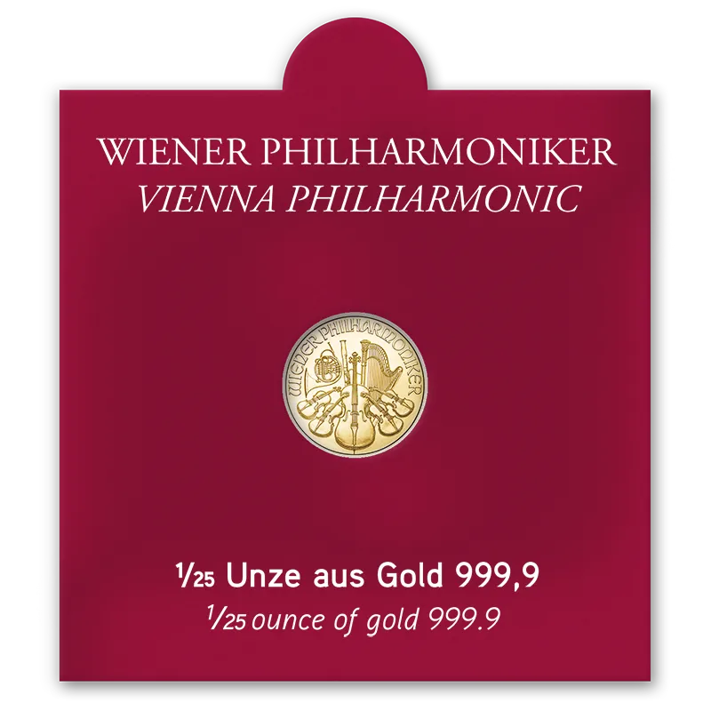 1/25 Ounce Gold Vienna Philharmonic Coin in Gift Pack