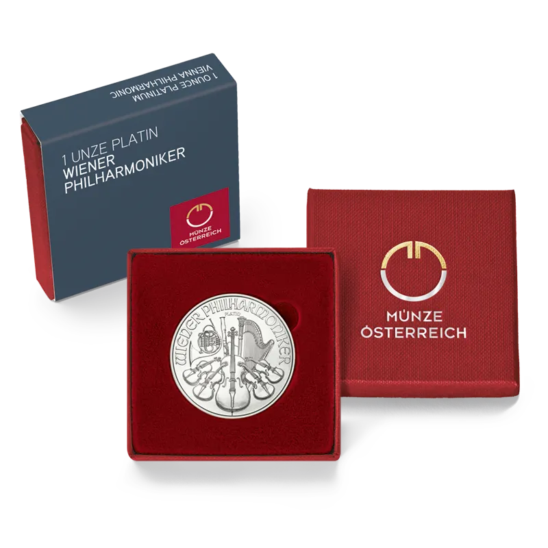1 Ounce Platinum Vienna Philharmonic Coin plus Case
