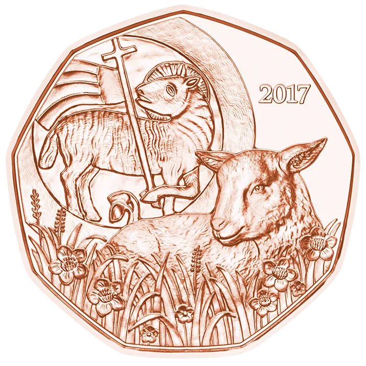5 Euro Copper Easter Lamb Coin Unc