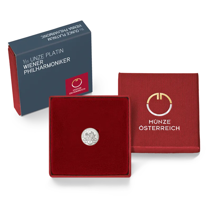 1/25 Ounce Platinum Vienna Philharmonic Coin plus Case