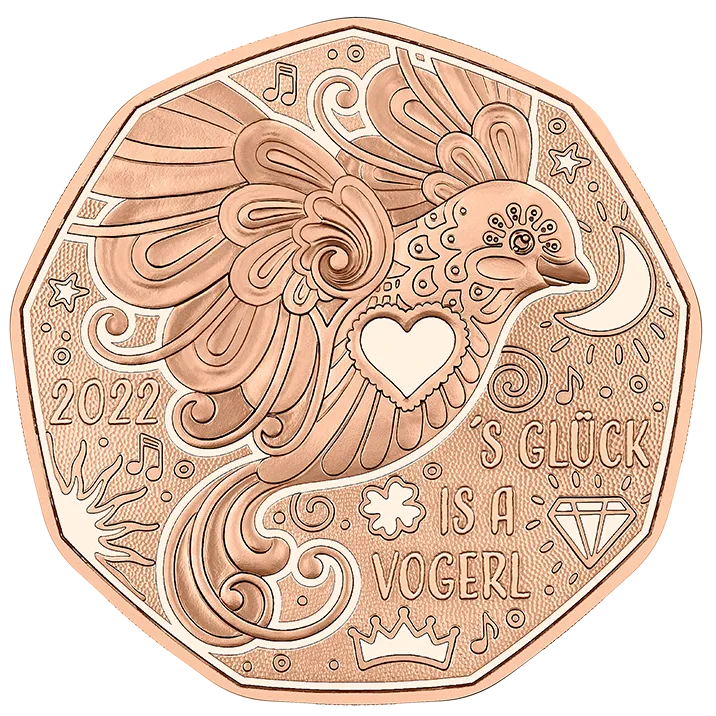 5 Euro Copper Happiness is a Bird Coin Unc