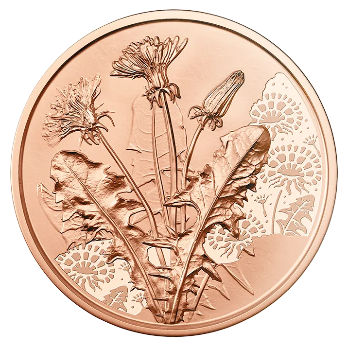 10 Euro Copper Dandelion Coin Unc