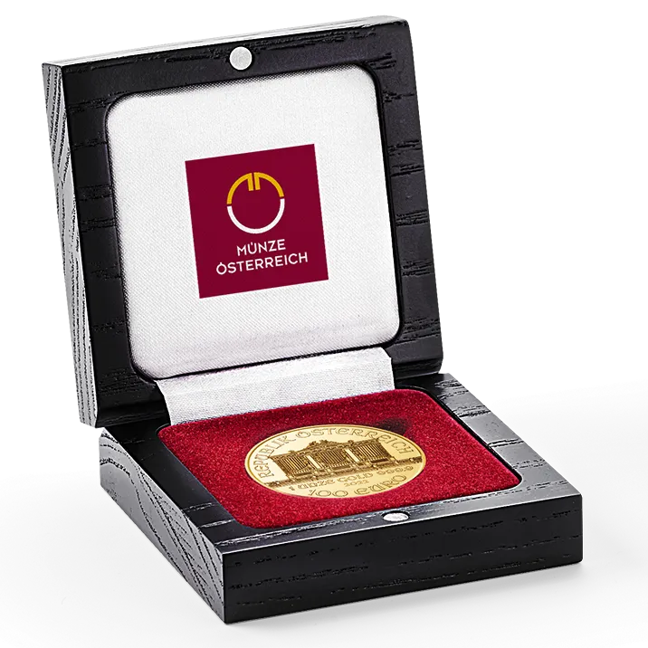 Wooden Case for 1 Ounce Vienna Philharmonic and 100 Crown Coins