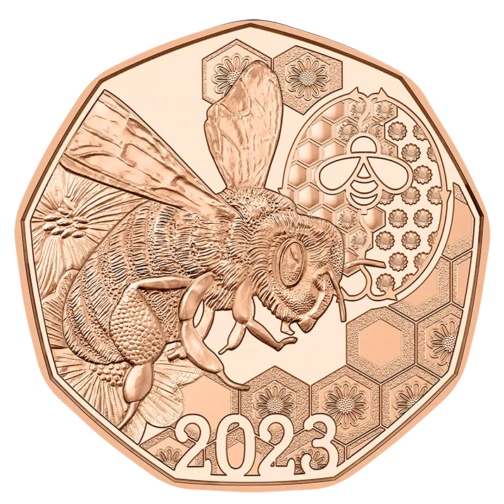 5 Euro Copper Waggle Dance Coin Unc