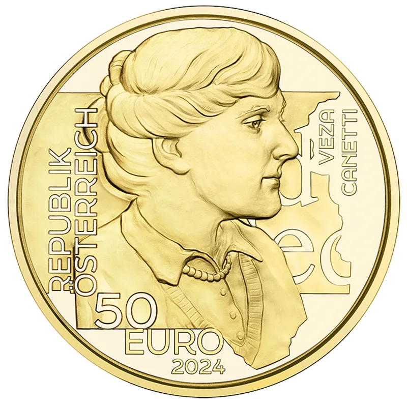 2024年 オーストリア 50ユーロ金貨 ヴェザ・カネッティ プルーフ