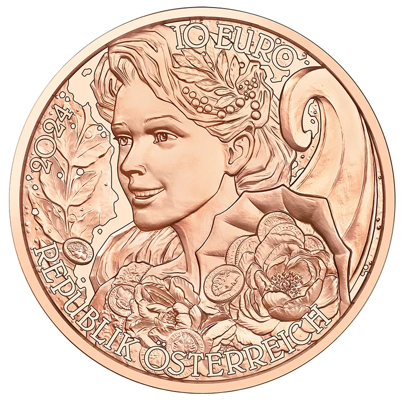 10 Euro Copper Pfingstrose Coin Unc