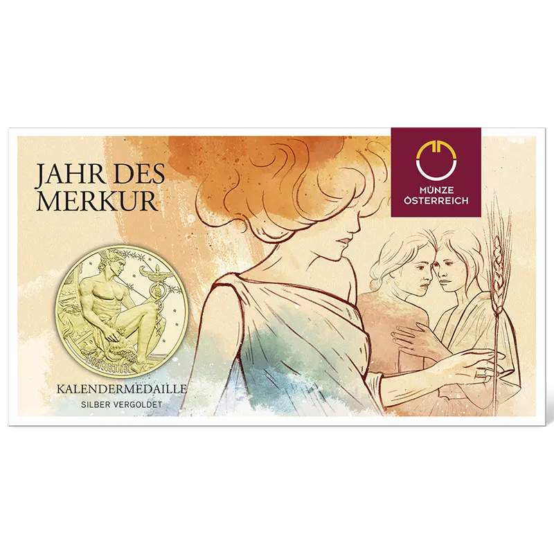 Calendar Medal 2026 in Gold-plated Silver