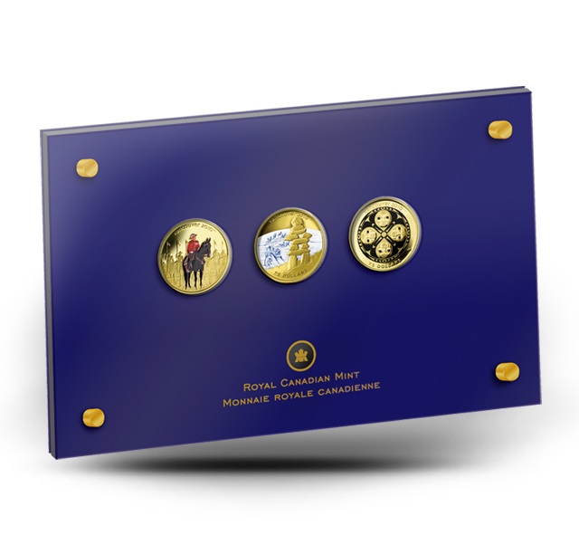 Gold Coloured Three-Coin Sets - Canadian Icons
