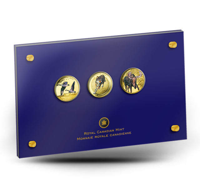 Gold Coloured Three-Coin Sets - Canadian Wildlife