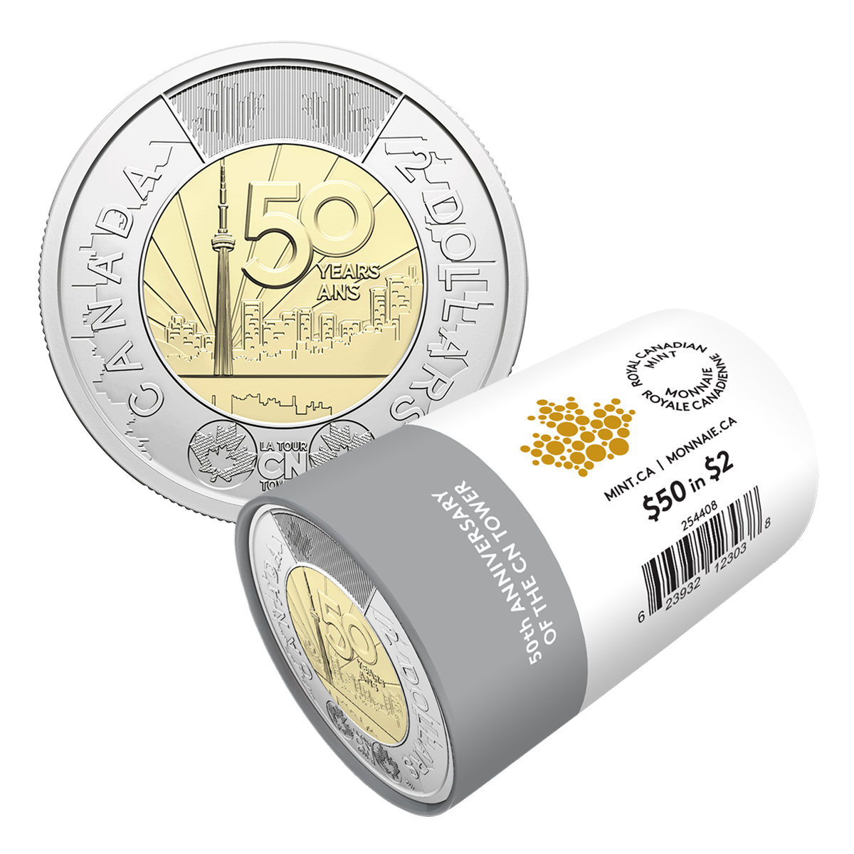 2026年 CNタワー完成50周年記念 2ドル硬貨 非彩色特別ロール