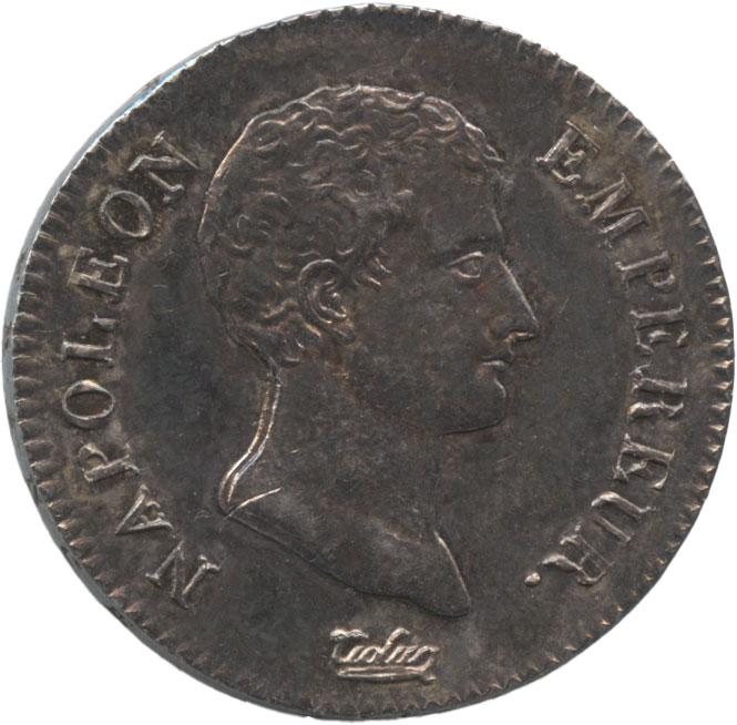 フランス　2フラン銀貨　1806(A)　ナポレオン1世(1804-1014・15)　トーン・極美品+～未使用品
