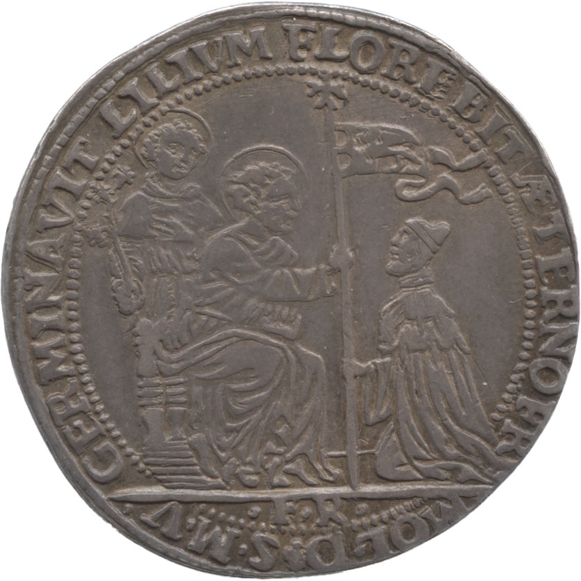イタリア　ヴェネツィア　1オセラ銀貨　1653　第99代総督フランチェスコ・モーリン(1646-1655)　【希少品】