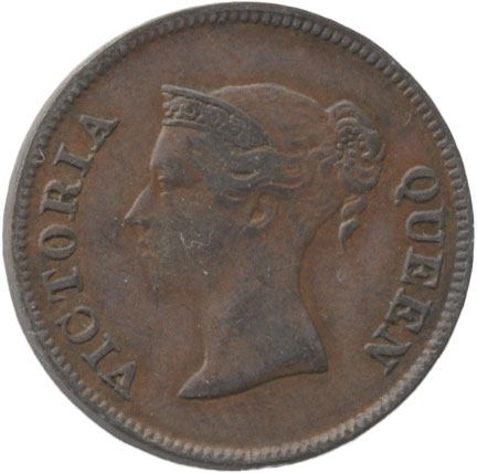 海峡植民地　1/4セント銅貨　1862　ヴィクトリア(1837-1901)