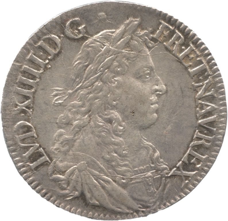 フランス　1/2エキュー銀貨　1670　ルイ14世(1643-1715)　準未使用品