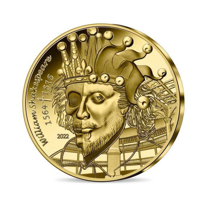 2022年 ウィリアム・シェイクスピア 50ユーロ 1/4オンス プルーフ金貨