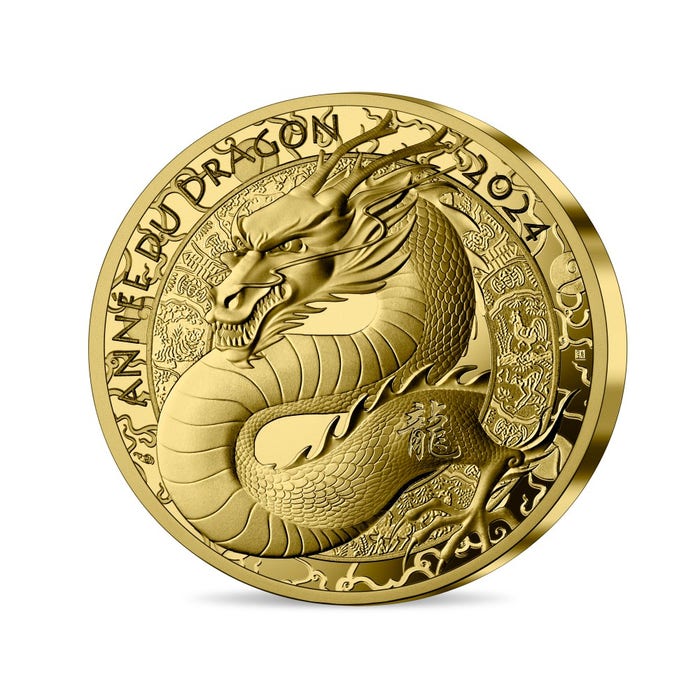 2024年 辰年(ドラゴン) 500ユーロ 5オンス プルーフ純金貨