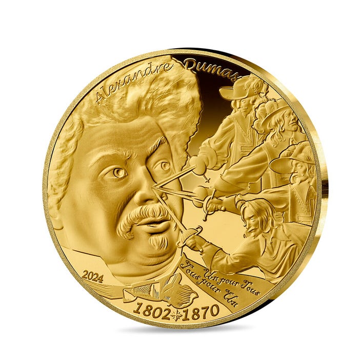 ペン先の芸術 アレクサンドル・デュマ 50ユーロ1/4オンス金貨 プルーフ 2024年