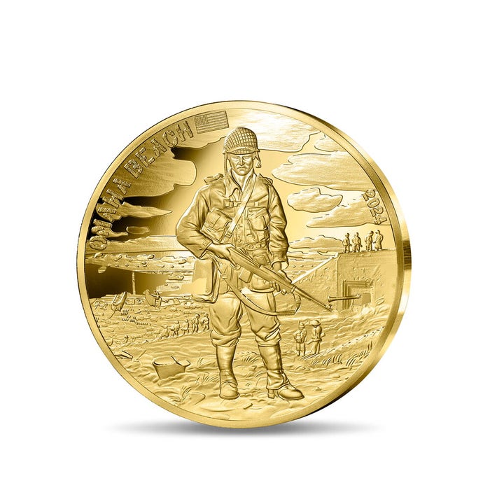 ノルマンディー上陸80周年 オマハ・ビーチ 50ユーロ1/4オンス金貨 プルーフ