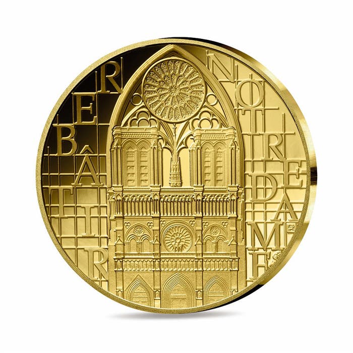 2024年 ノートルダム大聖堂再建記念 10ユーロ 1/10オンス プルーフ金貨