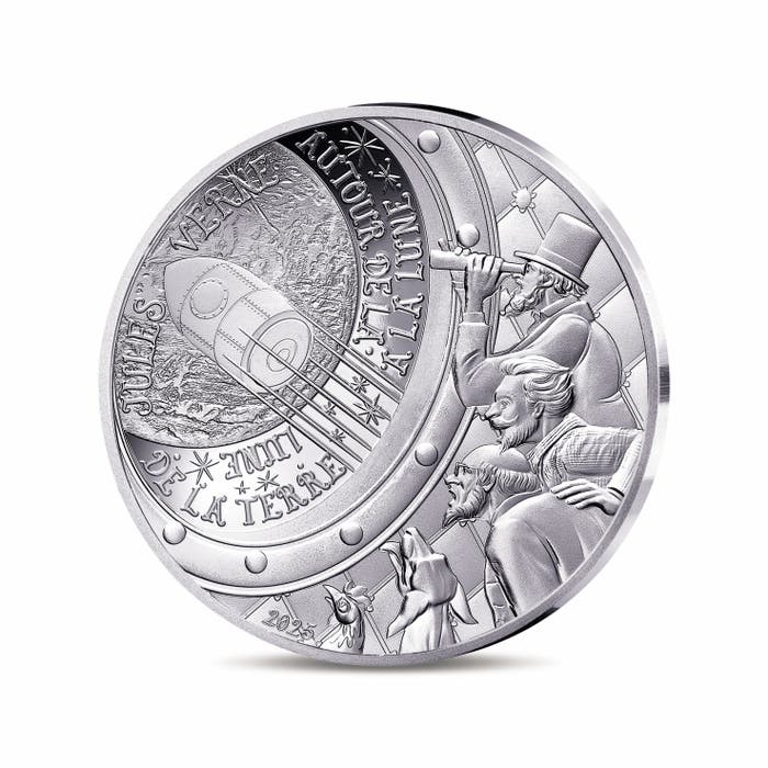 羽根ペンの芸術:地球から月へ 10ユーロ銀貨 プルーフ 2025年