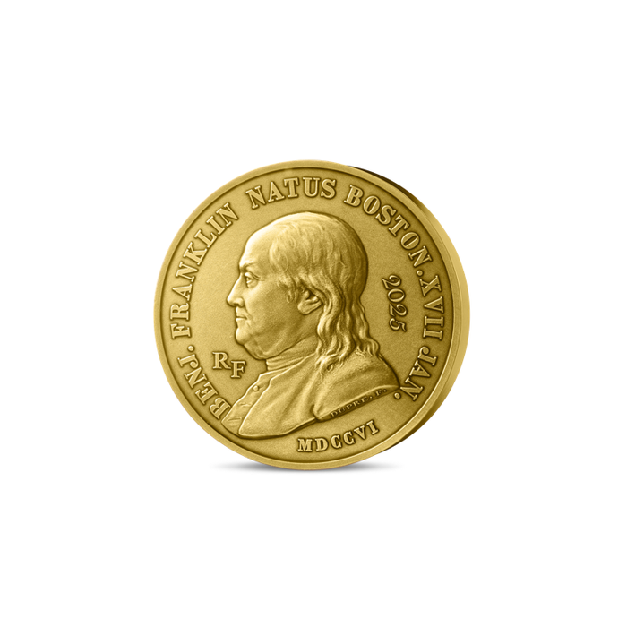 2025年 ベンジャミン・フランクリンと有翼の天才 200ユーロハイリリーフ金貨