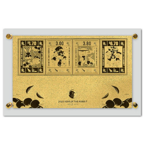 2023年 卯年 純金箔張ミニチュアシート アクリルスタンド付