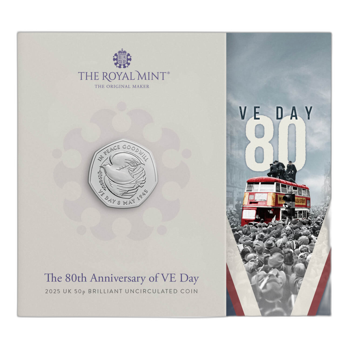 ヨーロッパ戦勝記念日80周年 2025年英国 50ペンス BU貨