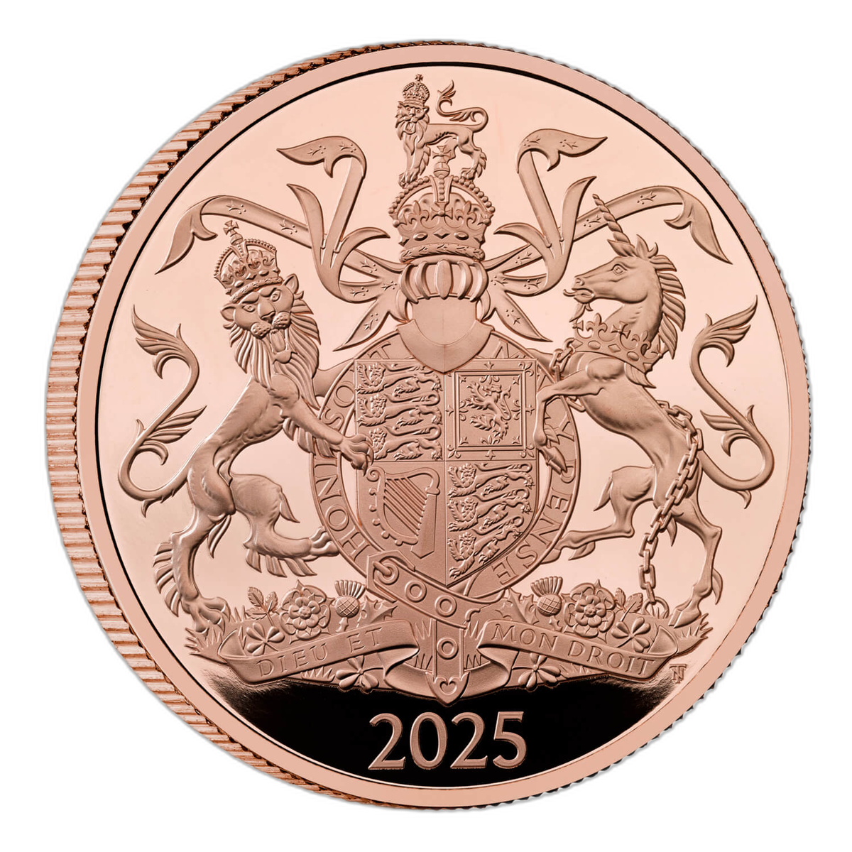 国王チャールズ3世の紋章 2025年 英国 5ポンド プルーフ金貨