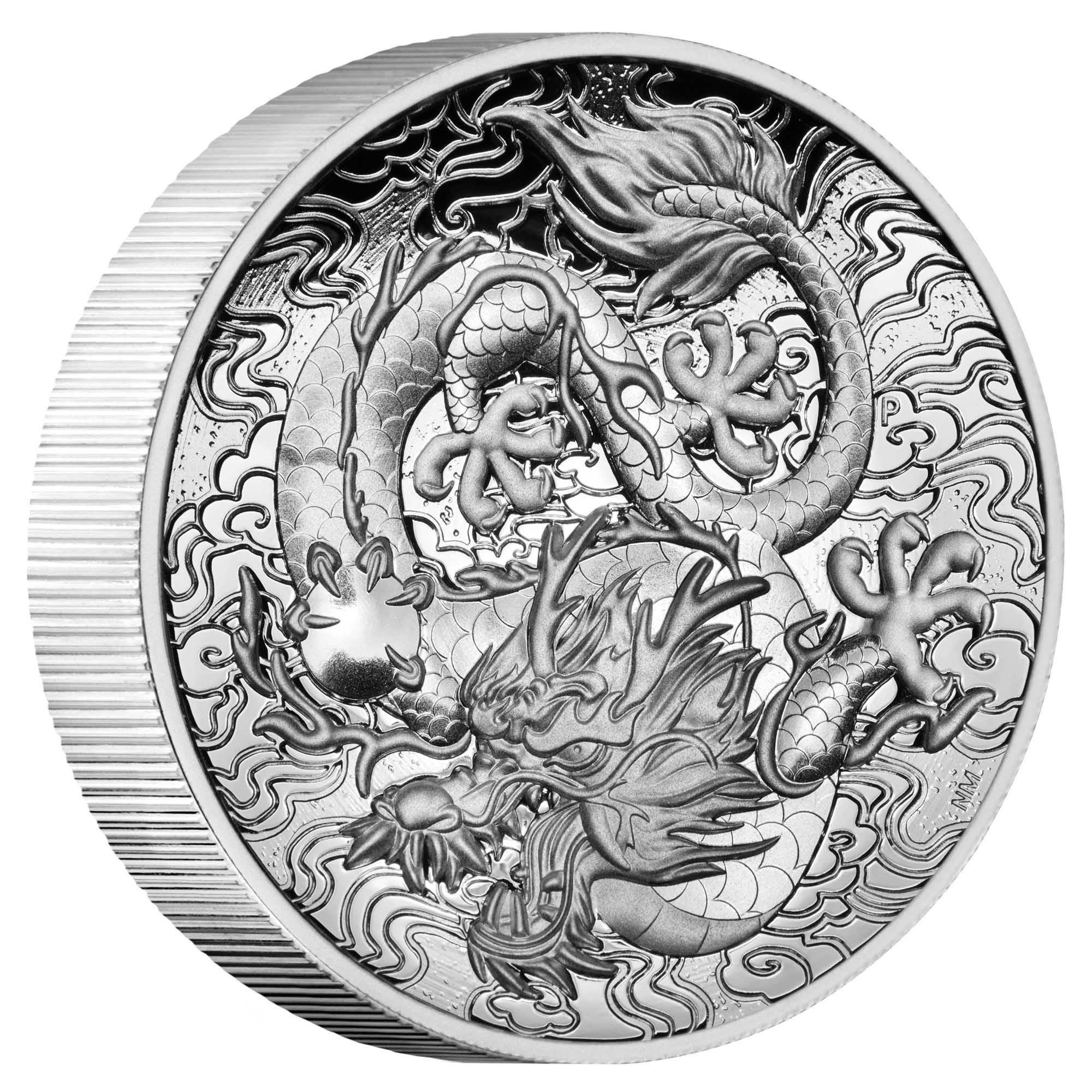 中国神話伝説 龍 2021年 2オンス 銀貨 プルーフ ハイレリーフ