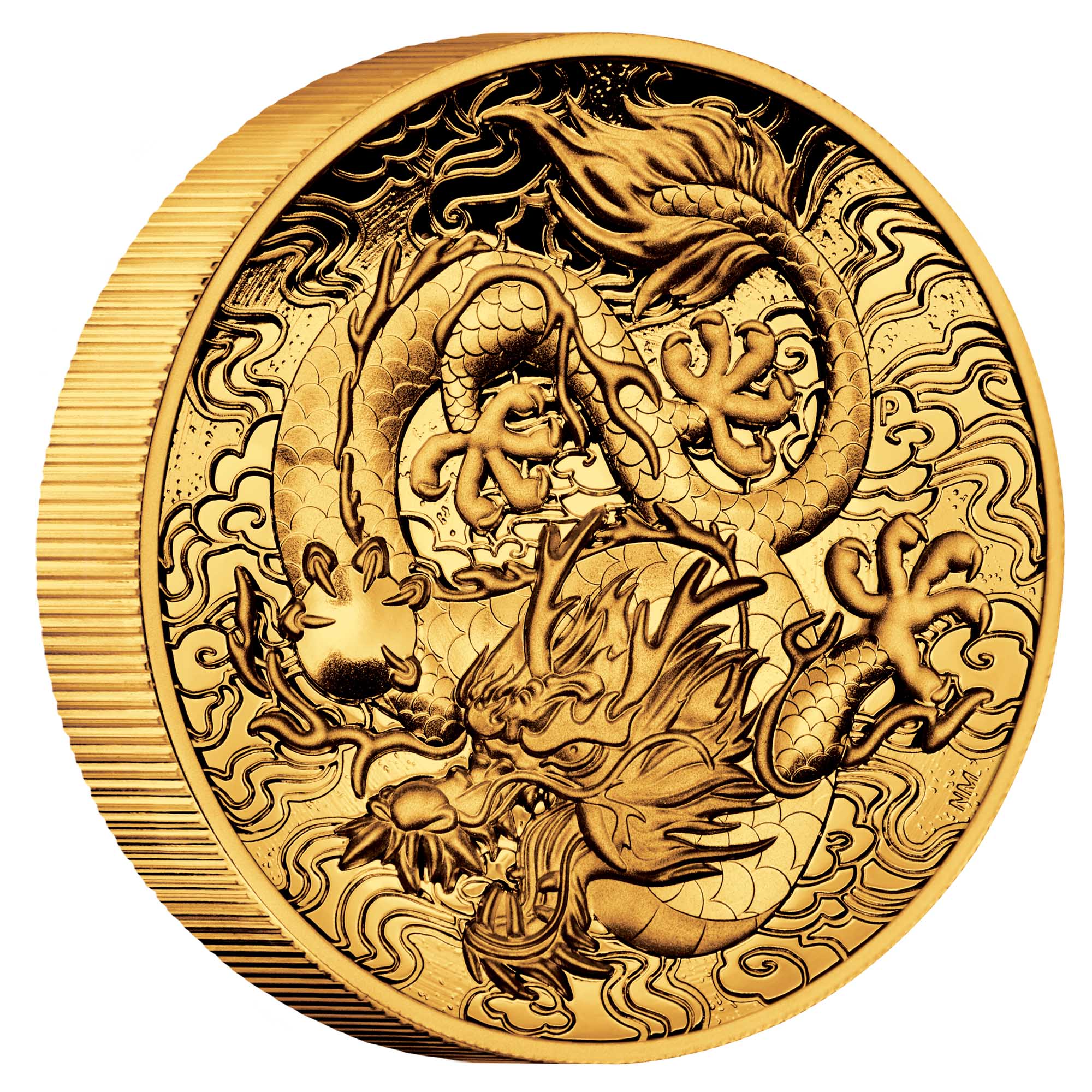 中国神話伝説 龍 2021 2オンス プルーフ ハイレリーフ金貨