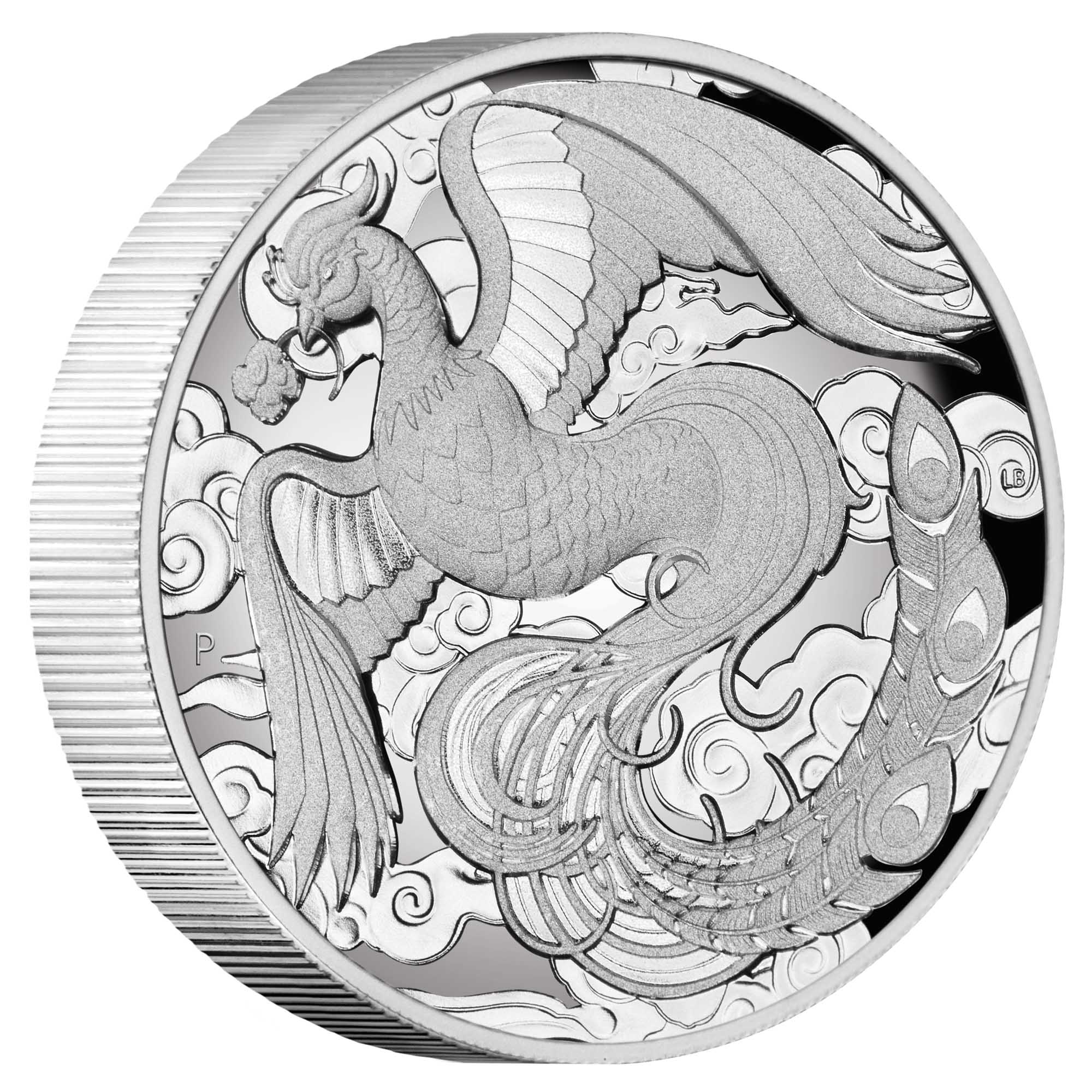 中国神話・伝説 鳳凰 2022 2オンス銀貨 プルーフ ハイレリーフ