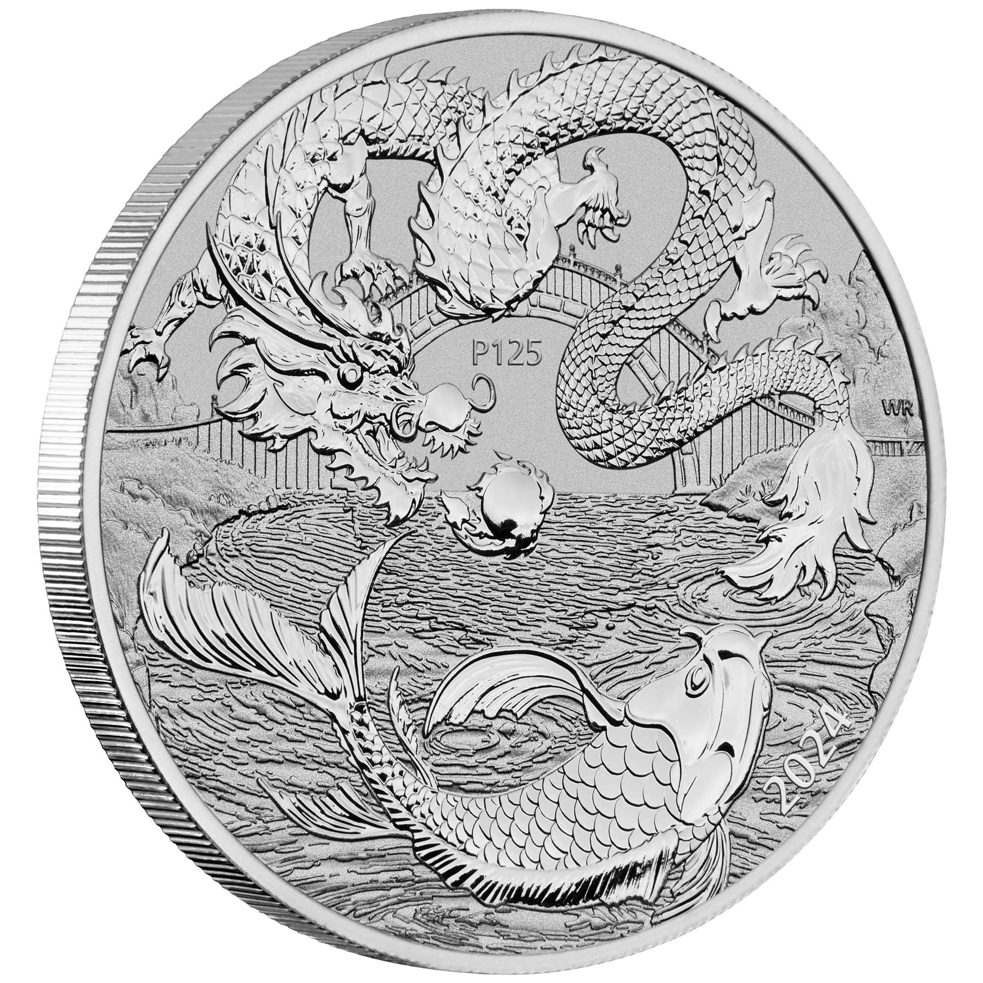 2024年 中国神話 龍と鯉 1オンスプラチナ リバースプルーフ貨