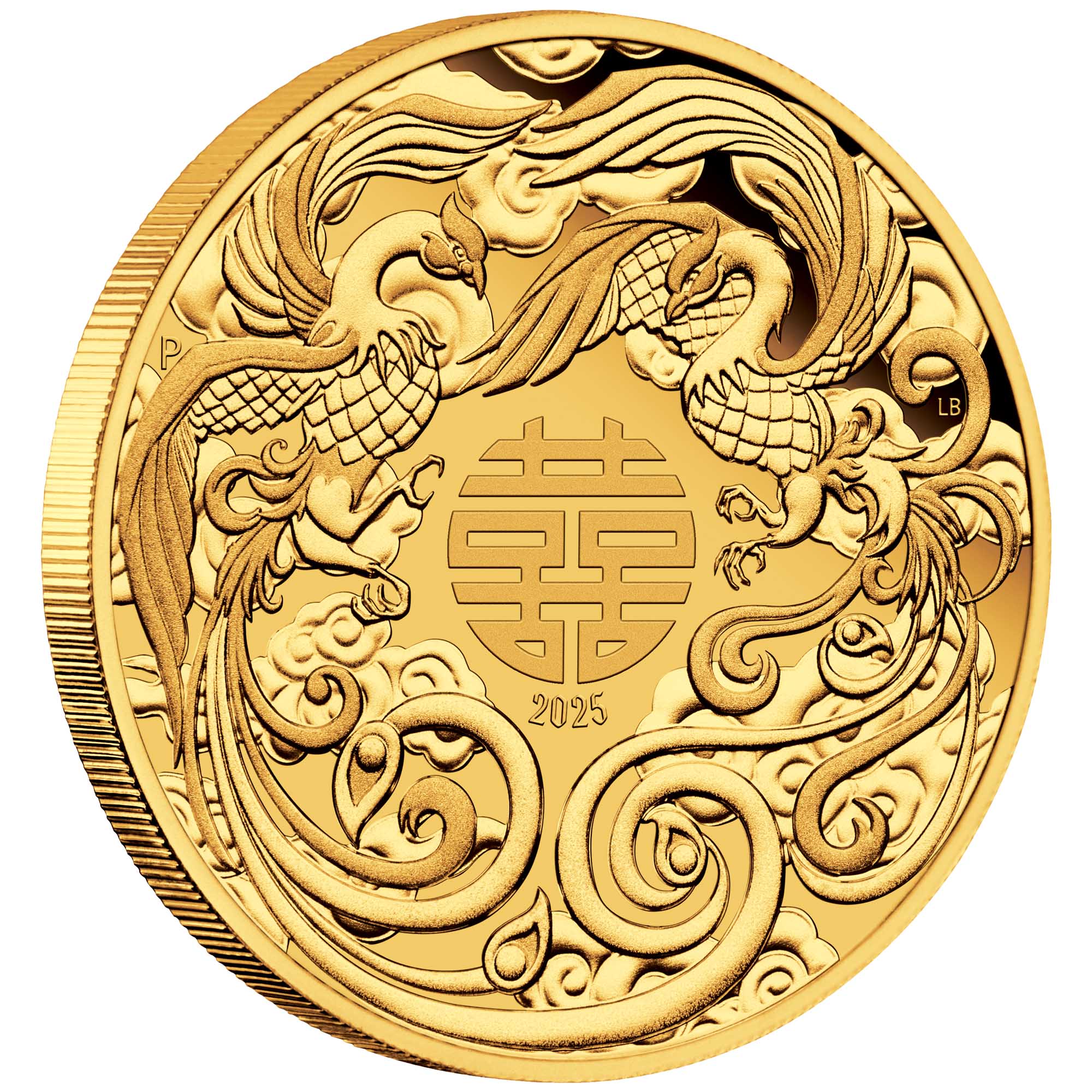 中国神話伝説 双鳳凰 2025 1オンス プルーフ金貨
