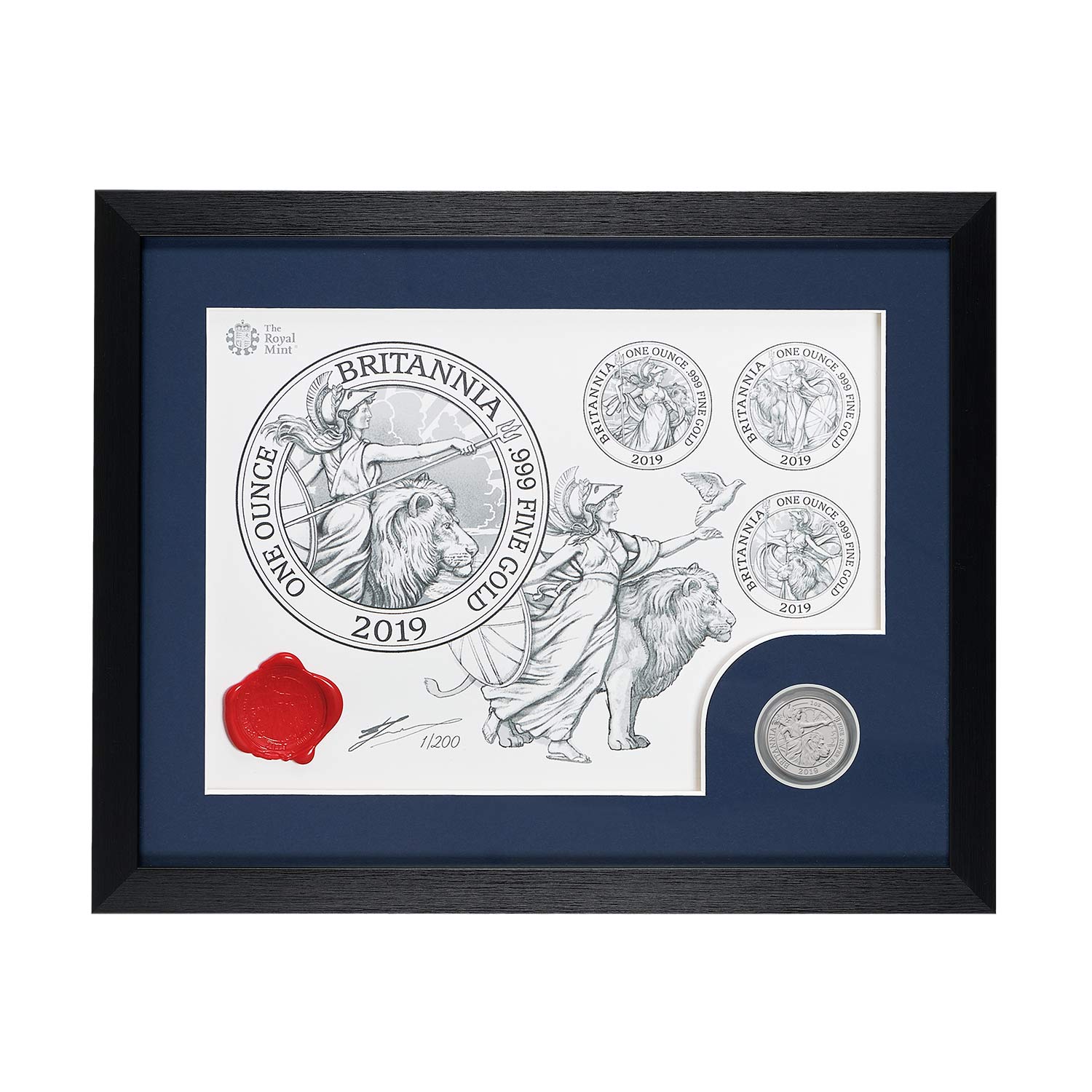 The Britannia 2019 UK One Ounce Silver BU Coin - Black Frame
