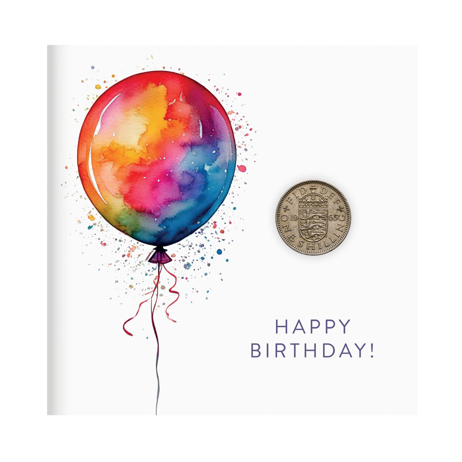Happy Birthday Card with 1965 Shilling