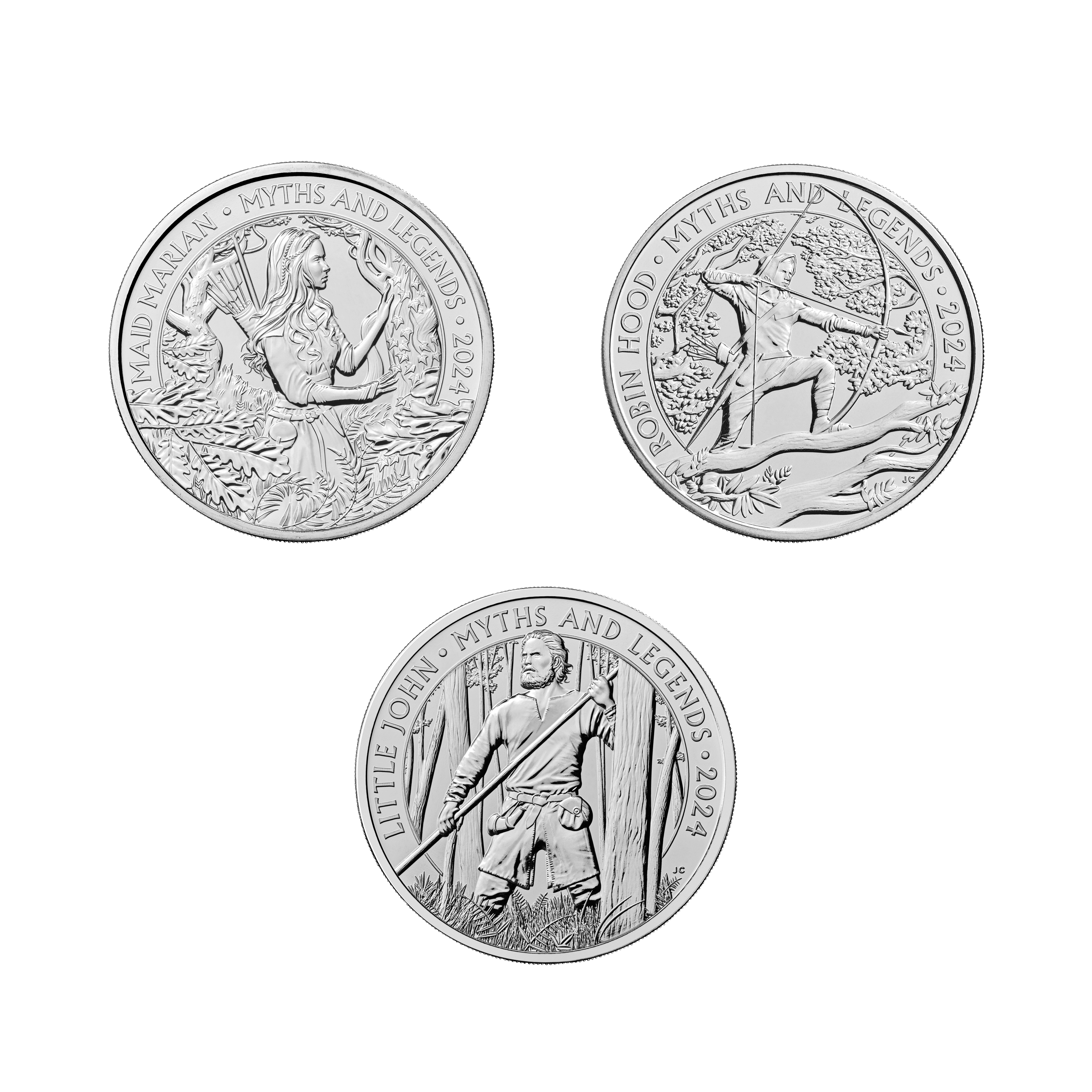 Myths and Legends Robin Hood 2024 UK £5 Brilliant Uncirculated Three-Coin Collection