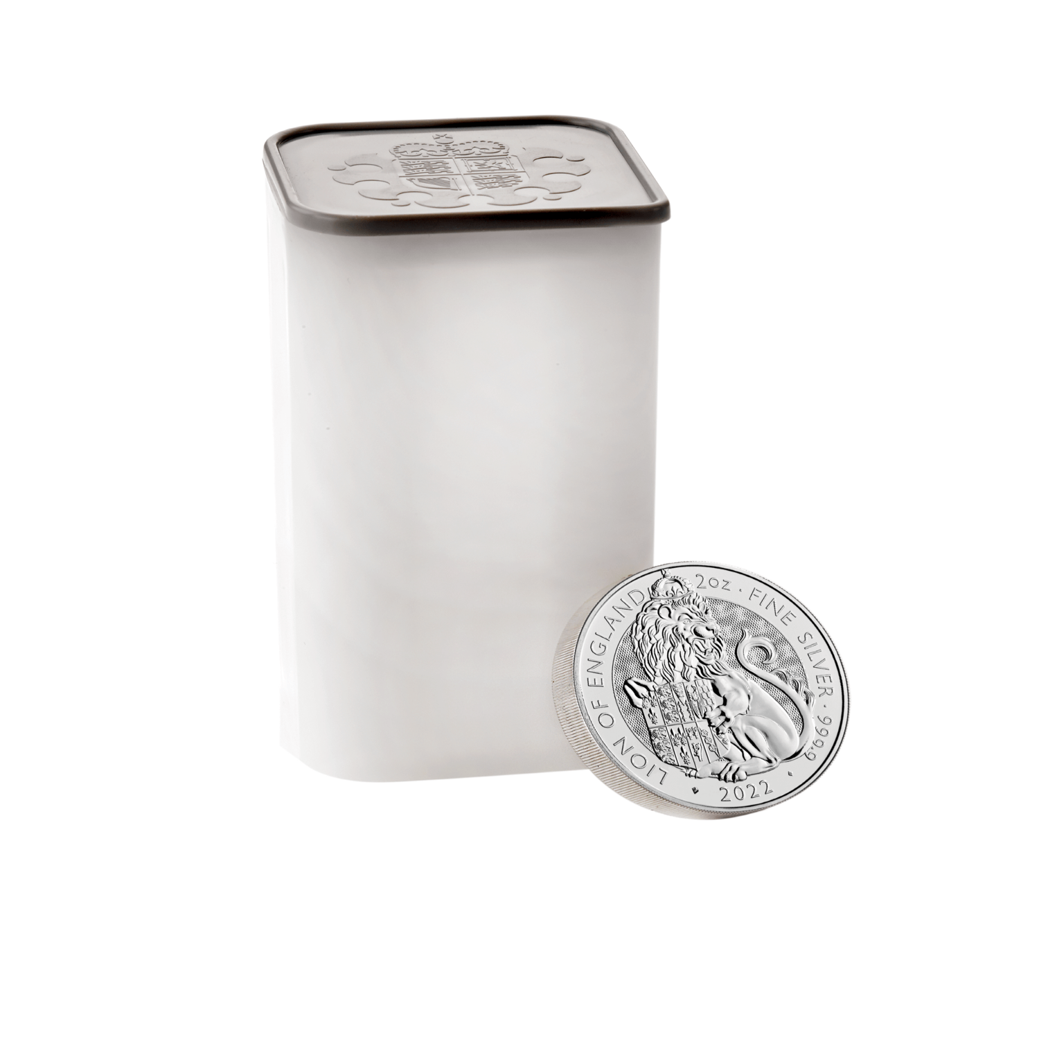 The Royal Tudor Beasts 2022 Lion of England 2oz Silver Bullion Ten Coin Tube