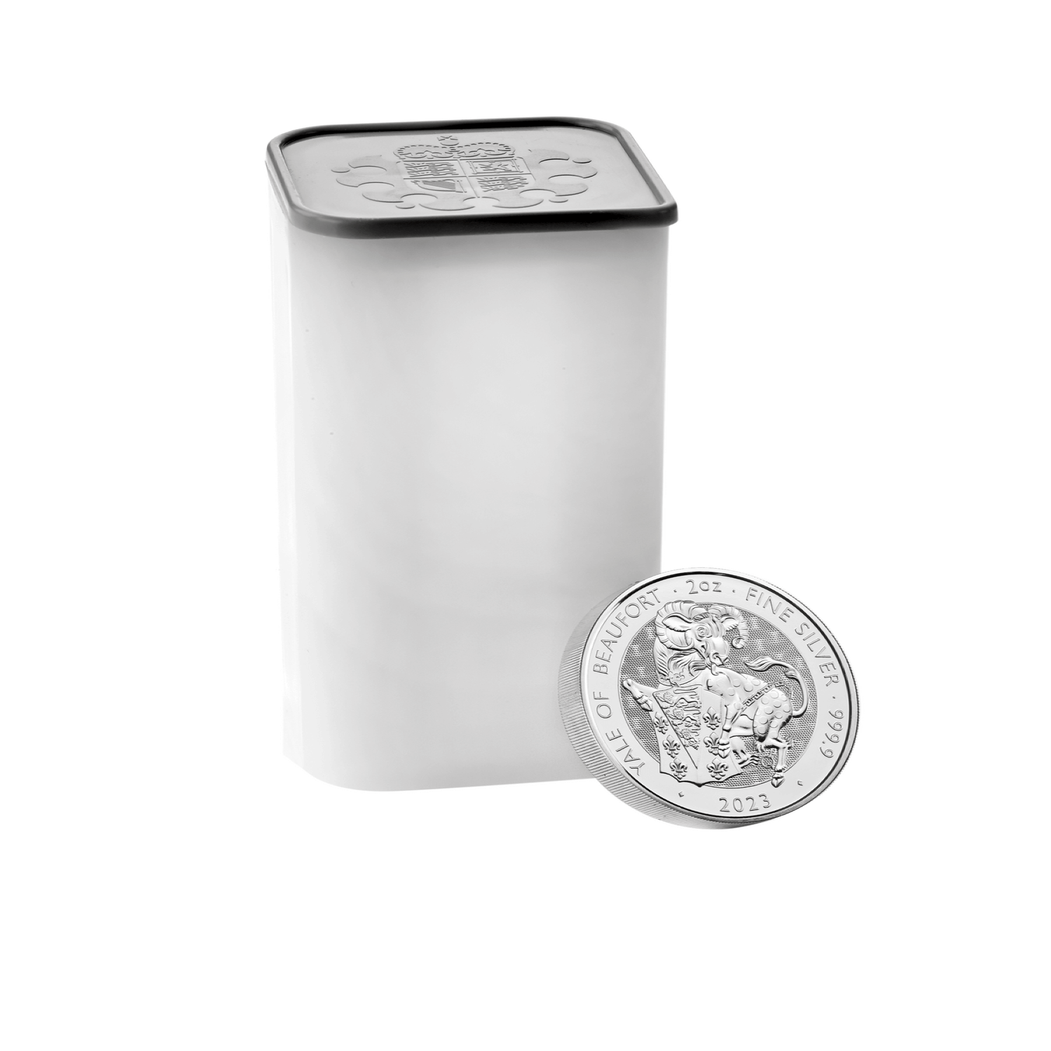 The Royal Tudor Beasts 2023 Yale of Beaufort 2oz Silver Bullion Ten Coin Tube