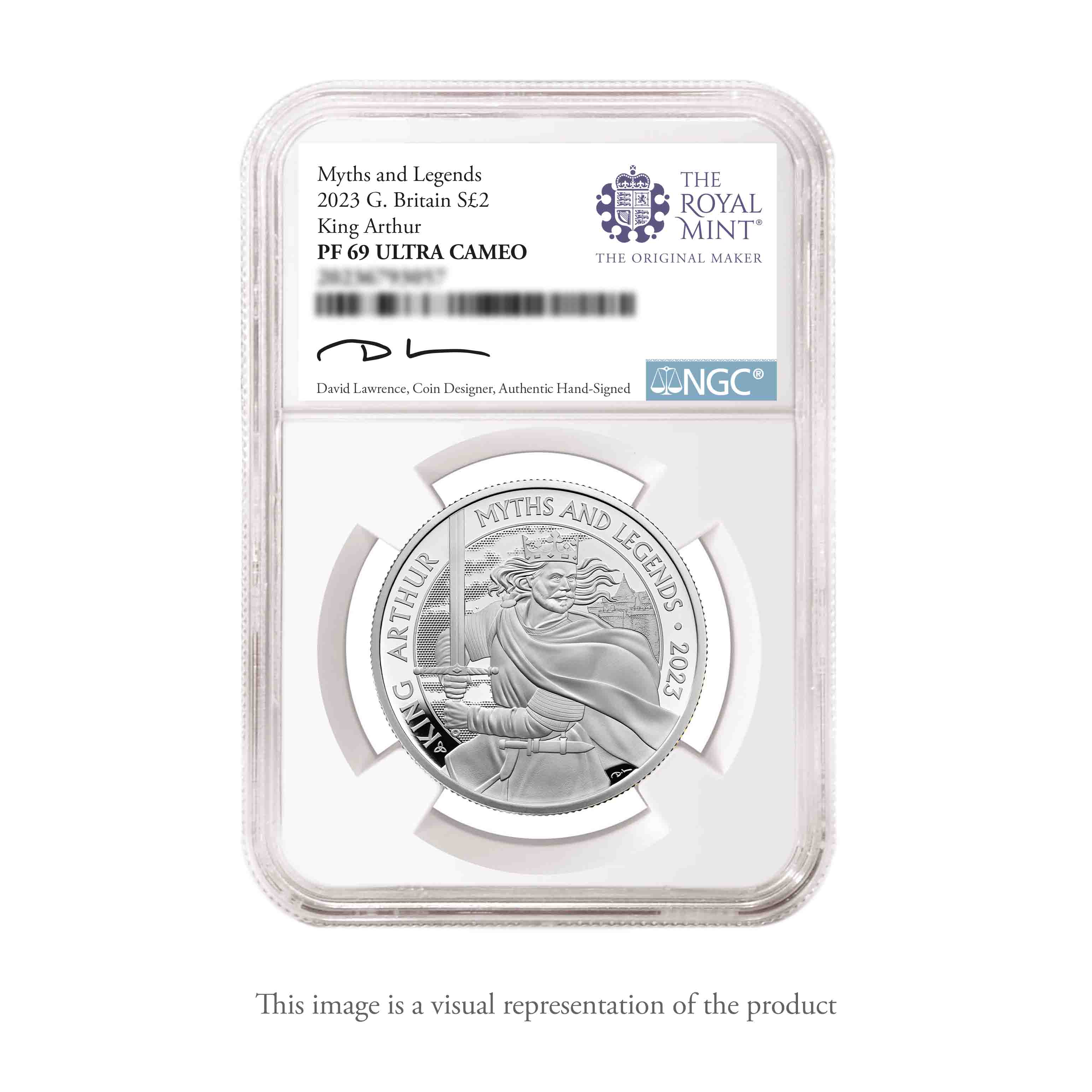 Myths and Legends King Arthur 2023 UK 1oz Silver Proof Coin FR Signed by the Artist