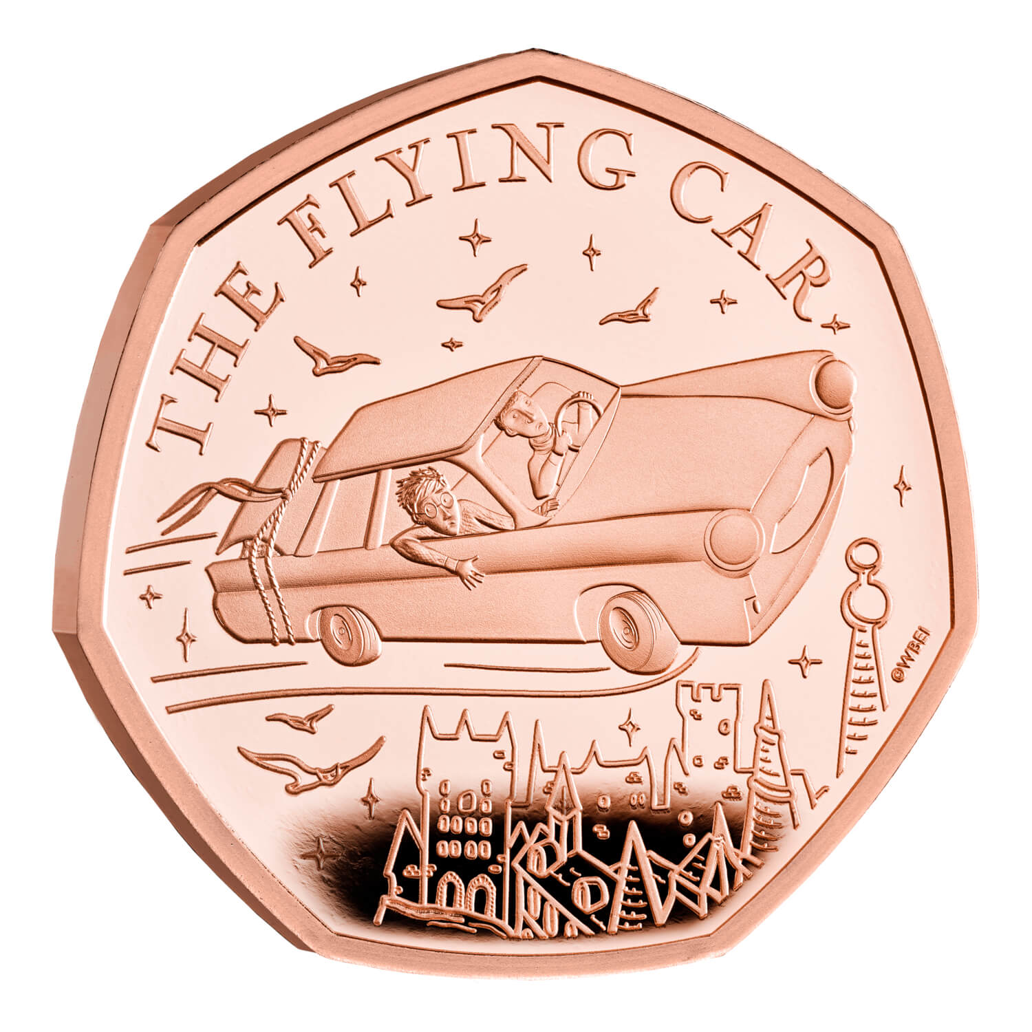 Harry Potter - The Flying Car 2025 UK 50p Gold Proof Coin